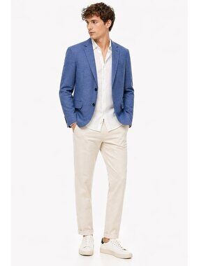 HUGO BOSS MILES2 jacket blazer sport coat blue 40R linen cotton unstructured